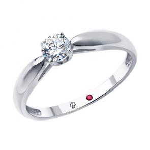 Кольцо из белого золота Diamant с рубином и бриллиантом выращенным 52-210-02479-1 фото
