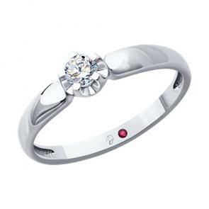 Кольцо из белого золота Diamant с рубином и бриллиантом выращенным 52-210-02486-1 фото