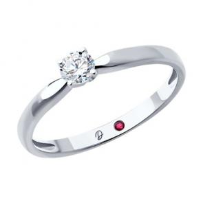 Кольцо из белого золота Diamant с рубином и бриллиантом выращенным 52-210-02487-1 фото