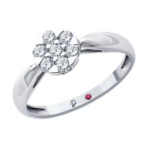 Кольцо из белого золота Diamant с рубином и бриллиантом выращенным 52-210-02500-1 фото