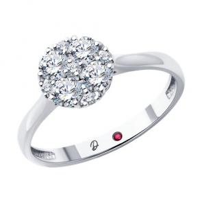 Кольцо из белого золота Diamant с рубином и бриллиантом выращенным 52-210-02508-1 фото