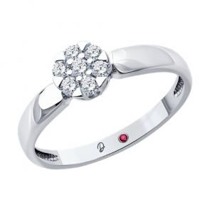 Кольцо из белого золота Diamant с рубином и бриллиантом выращенным 52-210-02511-1 фото