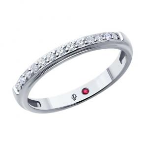 Кольцо из белого золота Diamant с рубином и бриллиантом выращенным 52-210-02525-1 фото