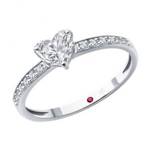 Кольцо из белого золота Diamant с рубином и бриллиантом выращенным 52-210-02539-1 фото
