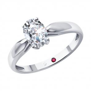 Кольцо из белого золота Diamant с рубином и бриллиантом выращенным 52-210-02566-1 фото