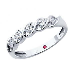 Кольцо из белого золота Diamant с рубином и бриллиантом выращенным 52-210-02568-1 фото