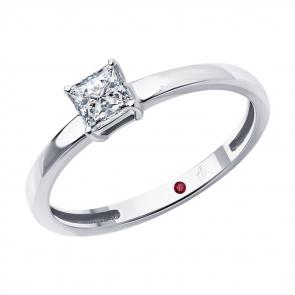 Кольцо из белого золота Diamant с рубином и бриллиантом выращенным 52-210-02570-1 фото