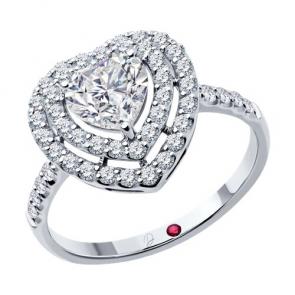 Кольцо из белого золота Diamant с рубином и бриллиантом выращенным 52-210-02617-1 фото