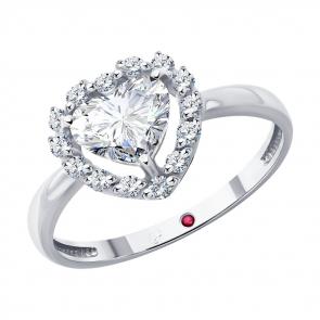 Кольцо из белого золота Diamant с рубином и бриллиантом выращенным 52-210-02631-1 фото