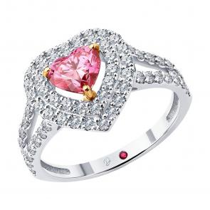 Золотое кольцо Diamant с рубином и бриллиантом выращенным 52-210-02641-1 фото