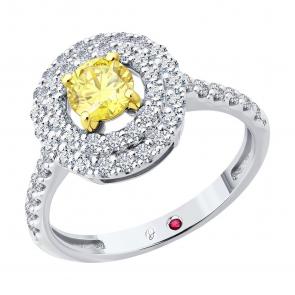 Золотое кольцо SOKOLOV с рубином и бриллиантом выращенным 52-210-02647-1 фото