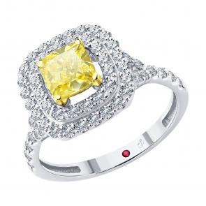 Золотое кольцо SOKOLOV с рубином и бриллиантом выращенным 52-210-02648-1 фото