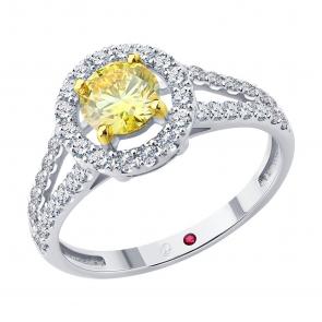 Золотое кольцо SOKOLOV с рубином и бриллиантом выращенным 52-210-02649-1 фото