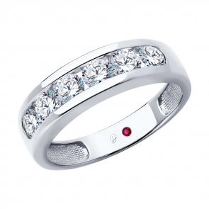 Кольцо из белого золота Diamant с рубином и бриллиантом выращенным 52-210-02702-1 фото