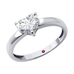 Кольцо из белого золота Diamant с рубином и бриллиантом выращенным 52-210-02707-1 фото