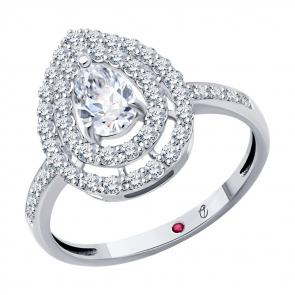 Кольцо из белого золота Diamant с рубином и бриллиантом выращенным 52-210-02712-1 фото