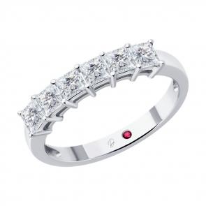 Кольцо из белого золота Diamant с рубином и бриллиантом выращенным 52-210-02729-1 фото