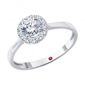 Кольцо из белого золота Diamant с рубином и бриллиантом выращенным 52-210-02753-1 фото