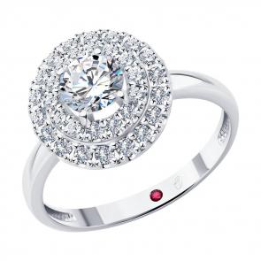 Кольцо из белого золота Diamant с рубином и бриллиантом выращенным 52-210-02754-1 фото