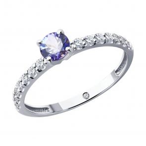 Золотое кольцо SOKOLOV с бриллиантом и танзанитом 52-210-02777-2 фото