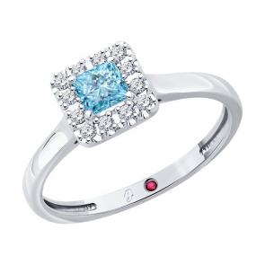 Кольцо из белого золота Diamant с рубином и бриллиантом выращенным 52-210-02788-1 фото