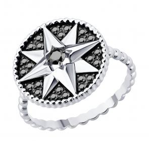 Кольцо из белого золота Diamant с чёрным бриллиантом 52-210-02974-1 фото