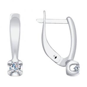 Серьги из белого золота Diamant с бриллиантом 52-220-00007-1 фото