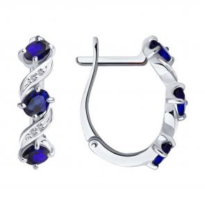 Серьги из белого золота Diamant с бриллиантом и сапфиром 52-220-00891-1 фото