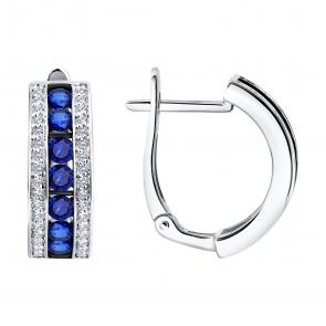 Золотые серьги SOKOLOV с бриллиантом и сапфиром 52-220-01064-1 фото