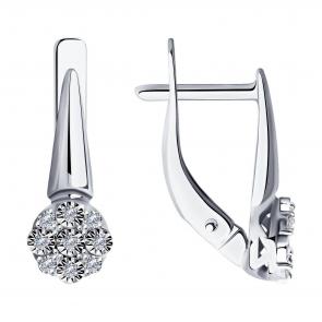 Серьги из белого золота Diamant с бриллиантом 52-220-01297-1 фото