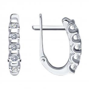 Серьги из белого золота Diamant с бриллиантом 52-220-01318-1 фото