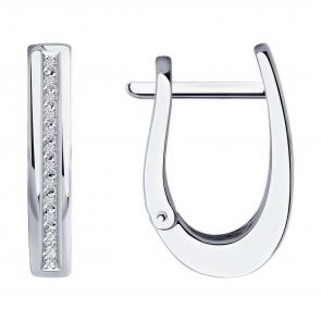 Серьги из белого золота Diamant с бриллиантом 52-220-01356-2 фото