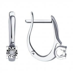 Серьги из белого золота Diamant с бриллиантом 52-220-01440-1 фото