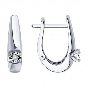 Серьги из белого золота Diamant с бриллиантом 52-220-01532-1 фото