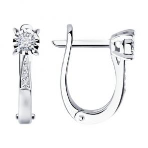 Серьги из белого золота Diamant с бриллиантом 52-220-01673-1 фото