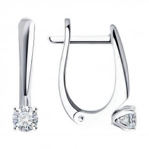 Серьги из белого золота Diamant с бриллиантом 52-220-01674-1 фото