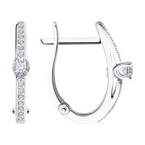 Серьги из белого золота Diamant с бриллиантом 52-220-01675-1 фото