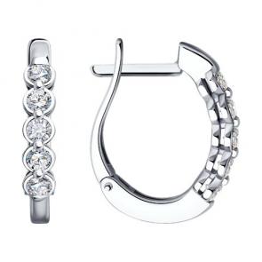 Серьги из белого золота Diamant с бриллиантом 52-220-01728-1 фото