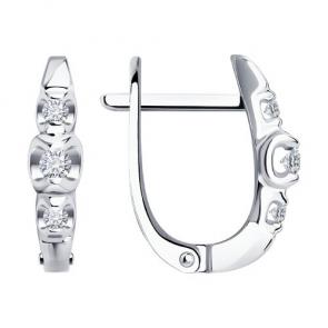 Серьги из белого золота Diamant с бриллиантом 52-220-01739-1 фото
