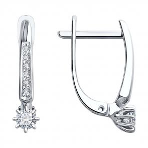 Серьги из белого золота Diamant с бриллиантом 52-220-01771-1 фото