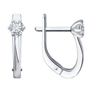 Серьги из белого золота Diamant с бриллиантом 52-220-01780-1 фото