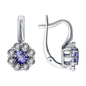 Серьги из белого золота Diamant с бриллиантом и танзанитом 52-220-01817-2 фото
