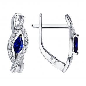 Серьги из белого золота Diamant с бриллиантом и сапфиром 52-220-01842-1 фото