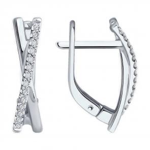 Серьги из белого золота Diamant с бриллиантом 52-220-01888-1 фото
