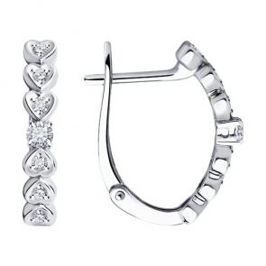 Серьги из белого золота Diamant с бриллиантом 52-220-01905-1 фото