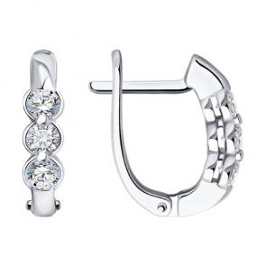 Серьги из белого золота Diamant с бриллиантом 52-220-01908-1 фото