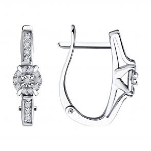 Серьги из белого золота Diamant с бриллиантом 52-220-01923-1 фото