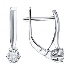 Серьги из белого золота Diamant с бриллиантом 52-220-01969-1 фото
