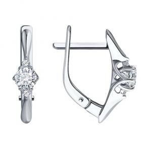 Серьги из белого золота Diamant с бриллиантом 52-220-01996-1 фото