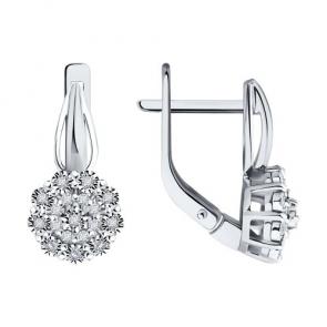 Серьги из белого золота Diamant с бриллиантом 52-220-02040-1 фото